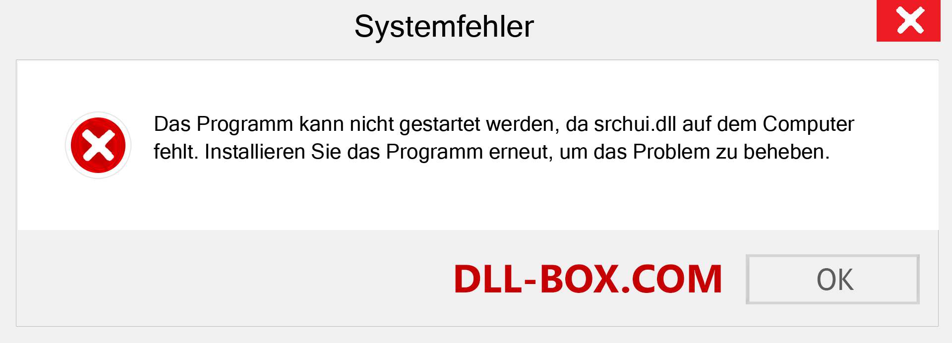 srchui.dll-Datei fehlt?. Download für Windows 7, 8, 10 - Fix srchui dll Missing Error unter Windows, Fotos, Bildern